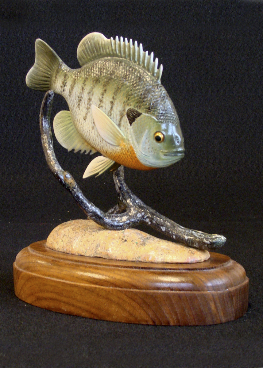 Bluegill wooden fish sculpture by Ray Dodge
